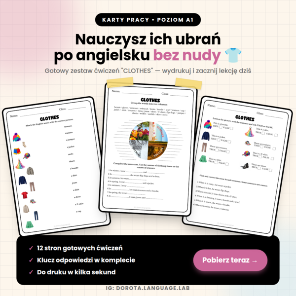 Clothes - karty pracy (for beginners)