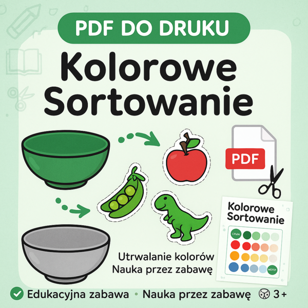 Zabawa kolorystyczna: sortowanie rzeczy według koloru