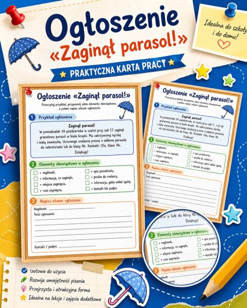 Ogłoszenie. Zaginął parasol