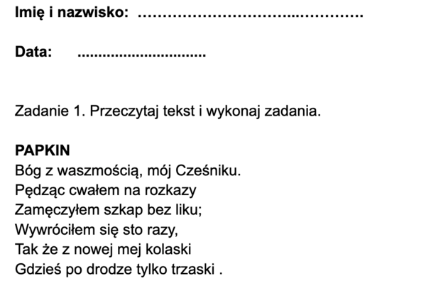 Sprawdzian "Zemsta".