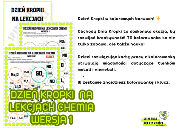 DZIEŃ KROPKI NA LEKCJACH CHEMIA WERSJA 1 (tlenki metali i niemetali)