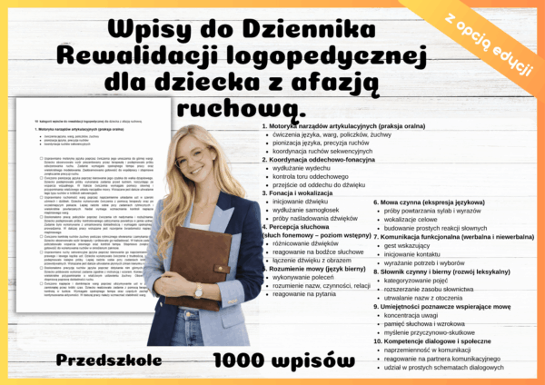 Wpisy do Dziennika Rewalidacji logopedycznej dla dziecka z afazją ruchową