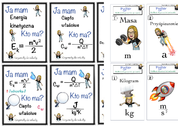 Gry utrwalające wzory i wielkości fizyczne oraz ich jednostki