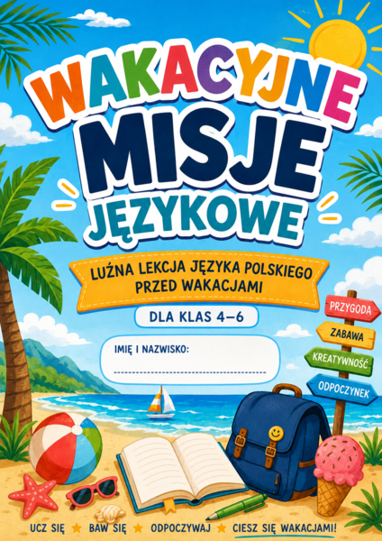 Wakacyjne misje językowe | luźna lekcja języka polskiego przed wakacjami | klasy 4–6