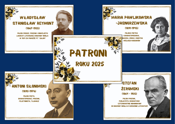 PATRONI ROKU 2025 – gazetka – biblioteka – język polski – 11 stron – wersja 2
