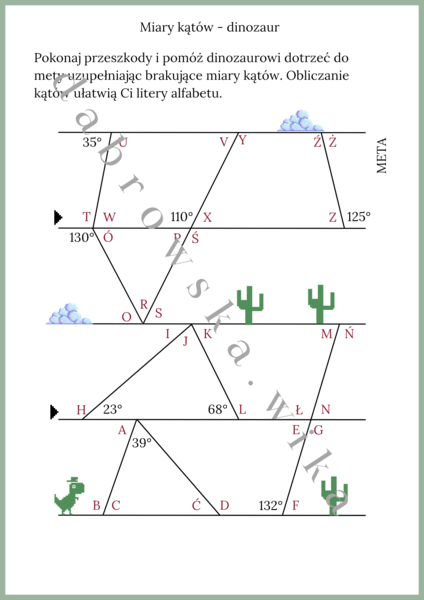 Miary kątów - dinozaur