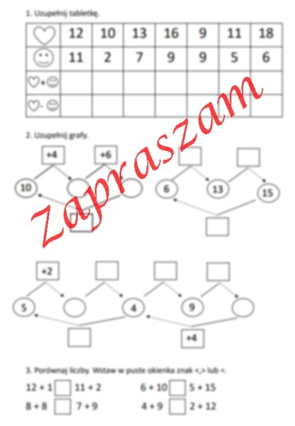 Dodawanie i odejmowanie. Uzupełnij grafy.