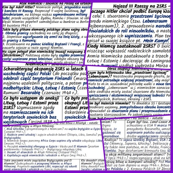 Przebieg II wojny światowej – komplet NOTATEK