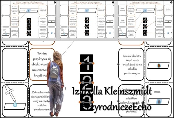Notatka okienkowa/stacja zadaniowe/notatka/notatka graficzna/karta pracy/sketchnotka „Budowa preparatu mikroskopowego. Przygotowanie preparatu mikroskopowego.”, „Obserwacje mikroskopowe” w pdf. Biologia 5 dział „Biologia – nauka o życiu”. Materiał wykona
