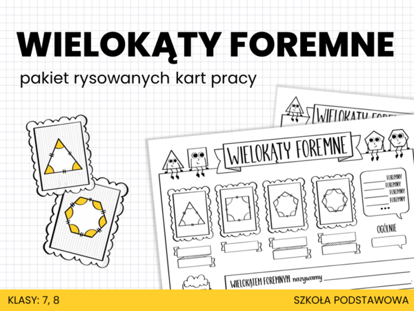 Matematyka. Szkoła Podstawowa. Wielokąty foremne. Pakiet rysowanych kart pracy