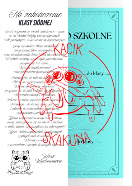 NAKŁADKA na świadectwo - KLASA 7 (PAKIET 2 WERSJI)