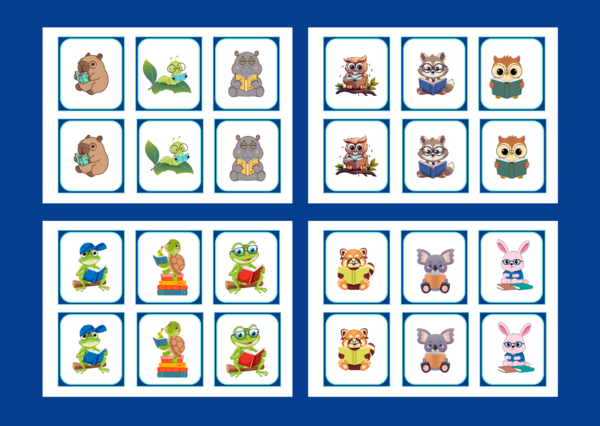 DZIEŃ KSIĄŻKI – zwierzęta – memory – 42 szt. – biblioteka – przedszkole – świetlica