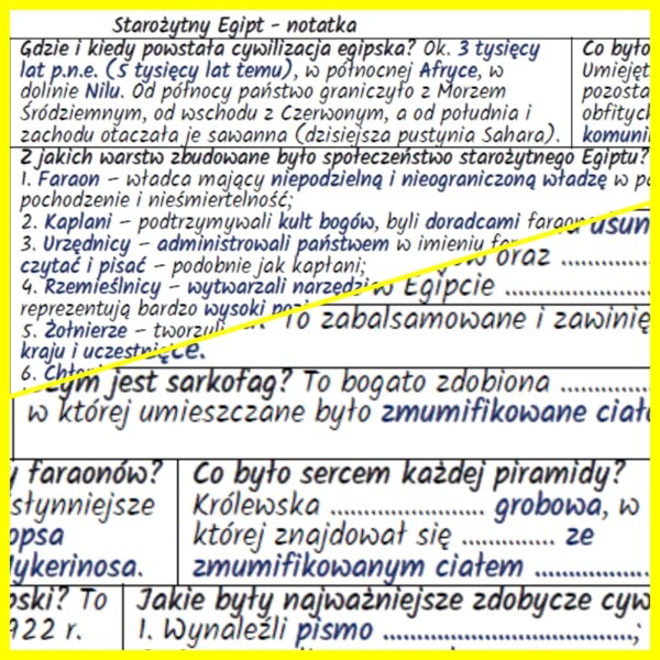 Starożytny Egipt – notatka i karta pracy