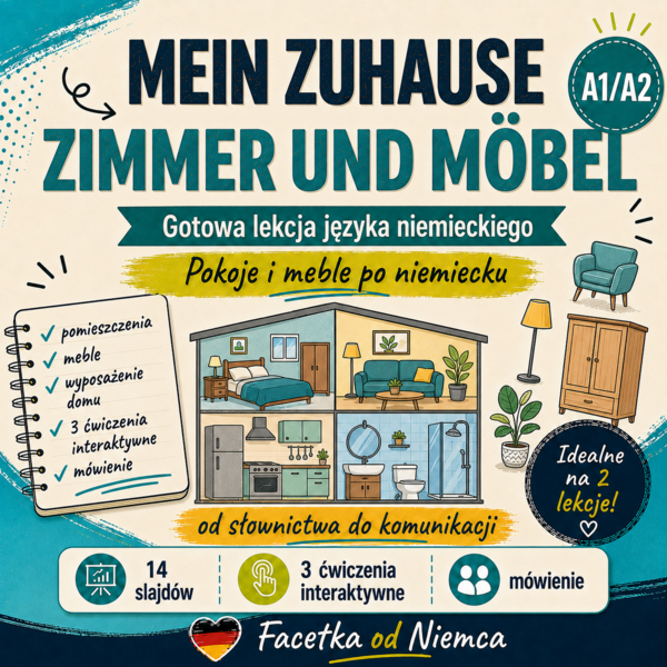 Mein Zuhause – Zimmer und Möbel po niemiecku (A1/A2) | 2 lekcje