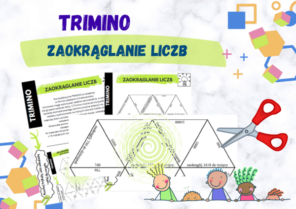 Zaokrąglanie liczb - układanka trimino