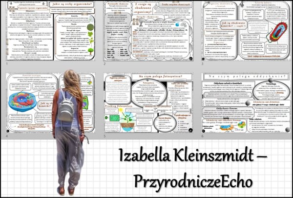 Zestaw sketchnotek/notatek/streszczeń/wklejek/ściąg dla ucznia i nauczyciela w pdf. Biologia 5 dział „Organizacja i chemizacja życia”. Notatki zostały wykonane na podstawie podręcznika z wydawnictwa WSiP.