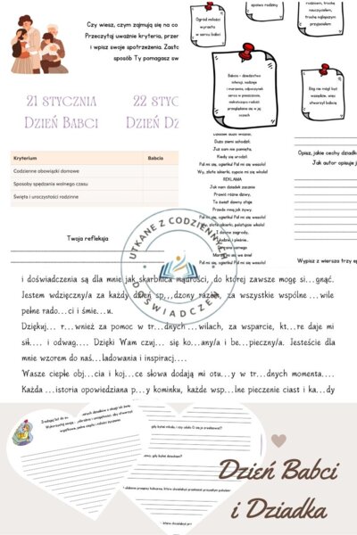 Pamiętamy o BABCI i DZIADKU na lekcjach języka polskiego w starszych klasach szkoły podstawowej- zbiór zadań na lekcje w klasach 4-6.