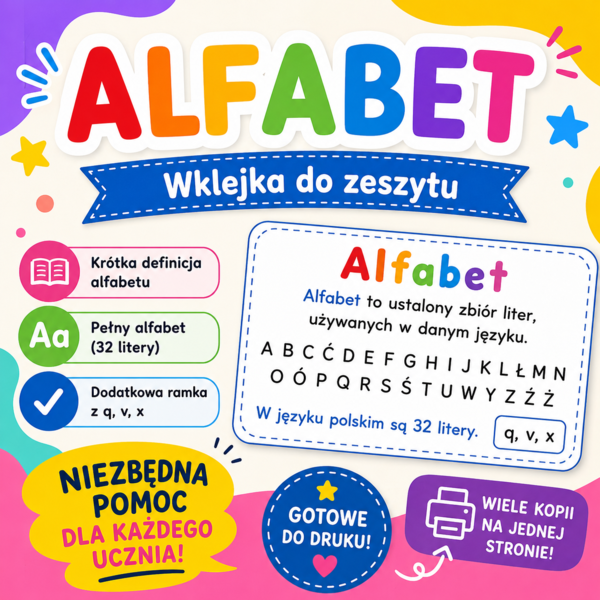 Wklejka. Alfabet [W świecie liter i głosek] [Zamieńmy słowo 4]
