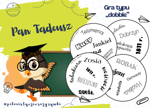 Pan Tadeusz. Gra typu "dobble"