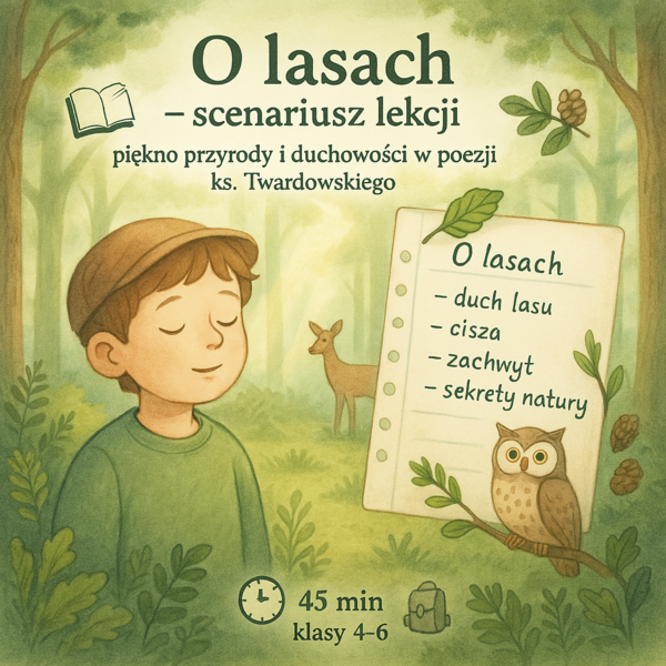 Scenariusz lekcji „O lasach” – piękno przyrody i duchowości w poezji ks. Jana Twardowskiego. Dla klas 4–6 szkoły podstawowej
