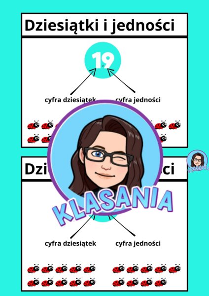 Dziesiątki i jedności - wklejki oraz karty pracy wprowadzające.