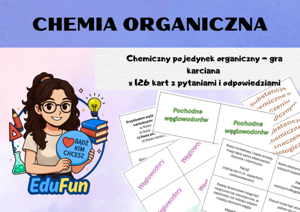 Gra karciana - chemia organiczna - klasa 8/szkoła ponadpodstawowa