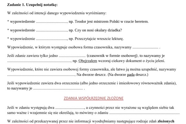 Powtórki na ostatnie lekcje j. polskiego: składnia