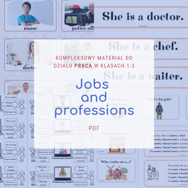 popularne zawody po angielsku | karty pracy, flashcards, gra z pytaniami | 3 os. lp Present Simple