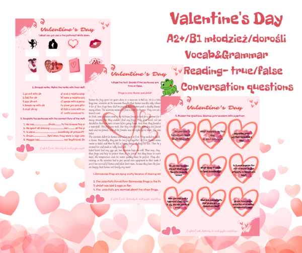 Valentine's Day worksheet A2+/B1 - Walentynki