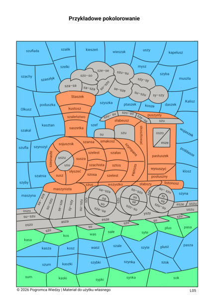 Różnicowanie Sz-S / kolorowanka logopedyczna