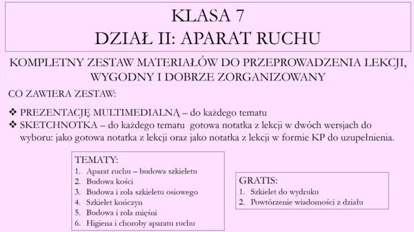 Klasa 7 - Aparat ruchu - pakiet z działu