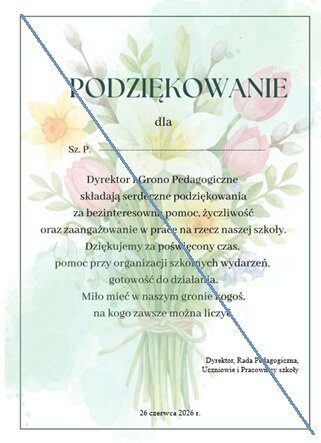 Podziękowanie Radzie Rodziców - edytowalne