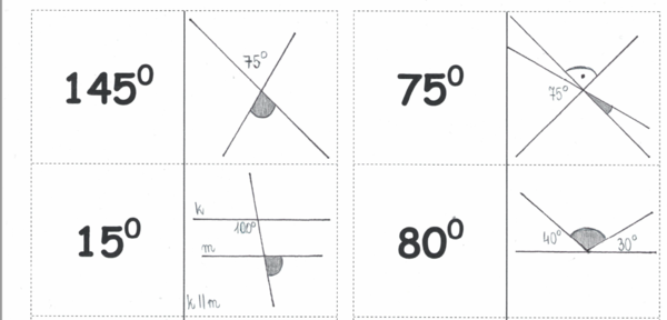 Domino matematyczne - rodzaje kątów.
