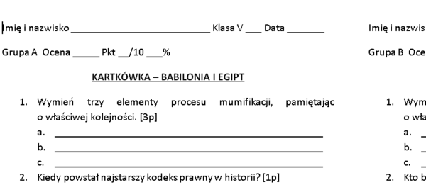 Kartkówka - Mezopotamia, Egipt