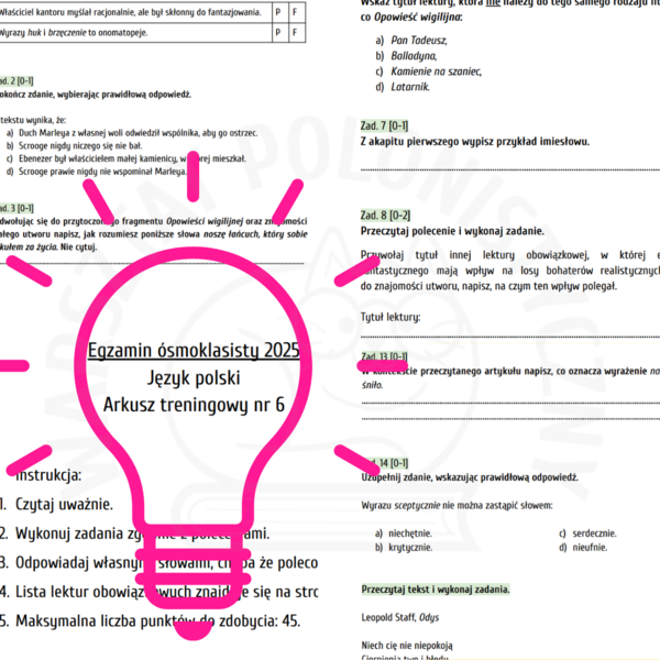 Egzamin ósmoklasisty 2025: język polski – przykładowy arkusz nr 6
