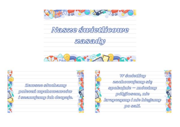 Nasze świetlicowe zasady - gazetka