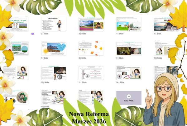 Prezentacja multimedialna w genial.ly do edycji „Na dworze i na polu.” wykonana na podstawie podręcznika „Przyroda” MAC. Przyroda 4. Dział „Za rogiem”.