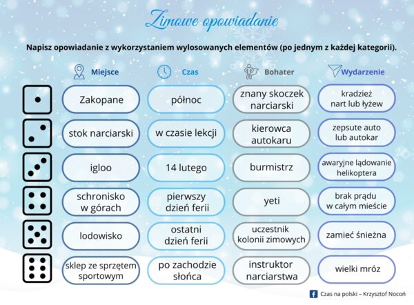 Zimowe opowiadanie - zadanie