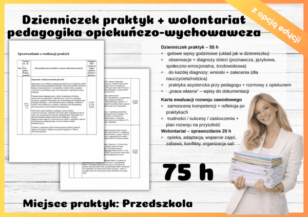 Dzienniczek praktyk + wolontariat pedagogika opiekuńczo-wychowawcza