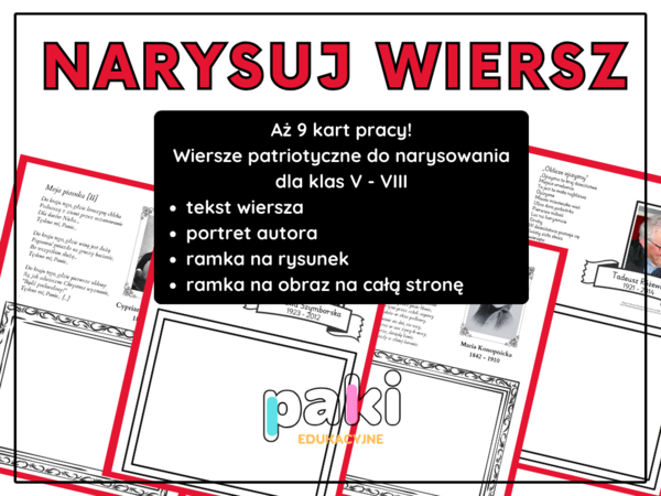 Święto Konstytucji 3 Maja // Dzień Flagi  – narysuj wiersz patriotyczny – karty pracy / kl. 5 – 8