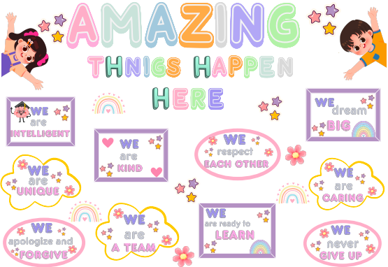 Gazetka „Amazing things happen here” łącznie 35 stron|format A4 i mniejszy| ideal na jako całoroczna dekoracja sali i nie tylko| w pakiecie karta pracy i pomysły na wykorzystanie gazetki na lekcjach