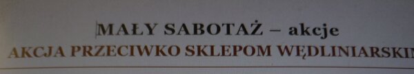 Mały Sabotaż - Akcja przeciwko sklepom wędliniarskim - karta pracy