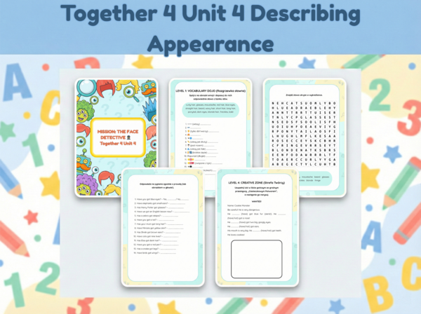 FACE DETECTIVE – Gamifikowana MEGA-Karta Pracy (Together 4 Unit 4)