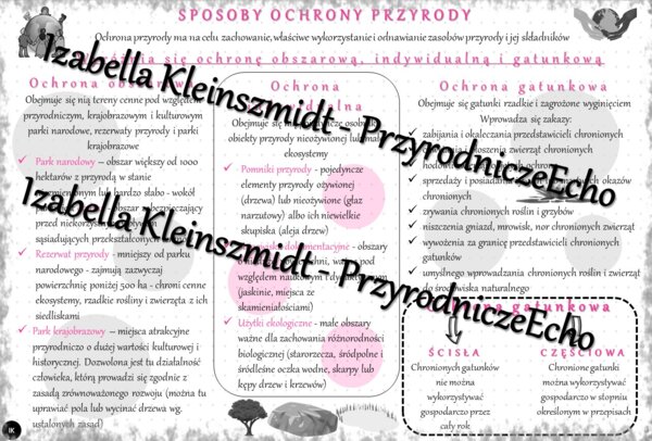 Sketchnotka - notatka „Sposoby ochrony przyrody” wykonana w power point do edycji. Biologia 8; „Człowiek i środowisko”