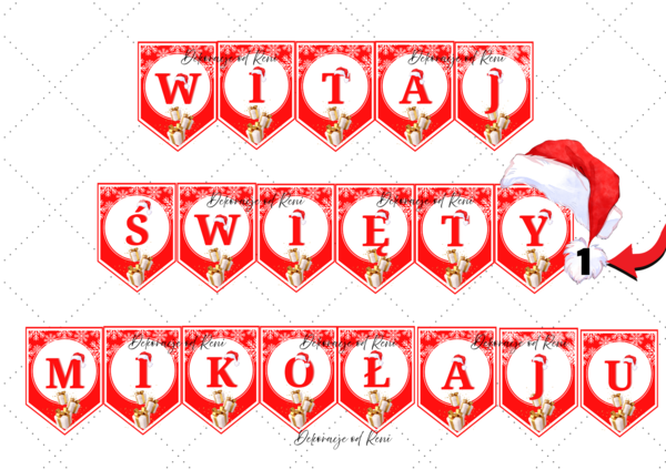 ✨ Girlanda „Witaj, Święty Mikołaju” – idealna dekoracja na mikołajki! ✨ wersja 1