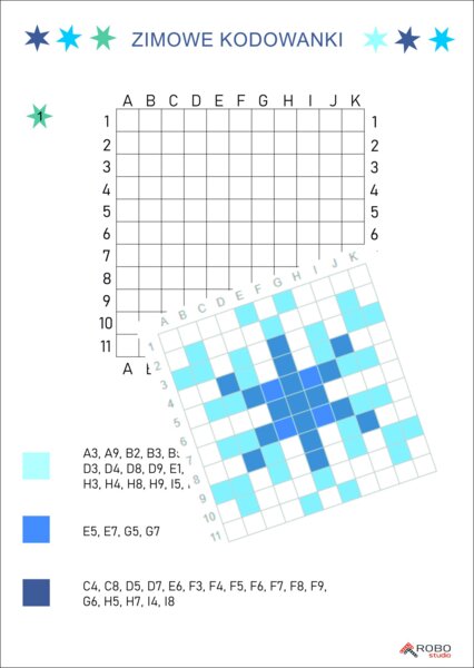 Kodowanka - zima, święta, dyktando graficzne- łatwe