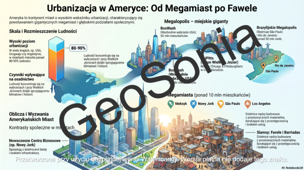 Urbanizacja w Ameryce geografia klasa 8 sketchnotka