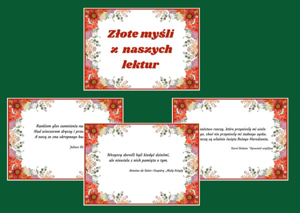 ZŁOTE MYŚLI z lektur szkolnych – CYTATY – lektury – kl. 7-8 – gazetka – język polski - 31 stron – wersja 5