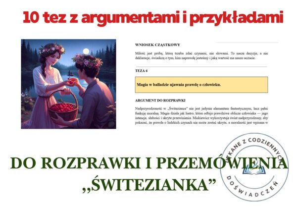 10 tez  z  argumentami i przykładami do rozprawki i przemówienia. „Świtezianka”