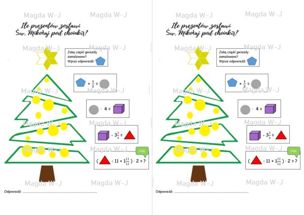 Ułamkowa choinka - Ułamki - powtórzenie - Klasa 5/Klasa 6